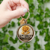 Porte-clés Rose Dorée Élégante Avec Texte Timeless Classics (Main)