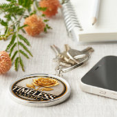 Porte-clés Rose Dorée Élégante Avec Texte Timeless Classics (Côté)