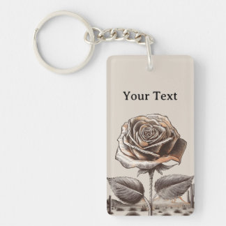 Porte-clés Rose du désert, fleur botanique vintage