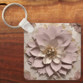 Porte-clés Rose Dusty Floral Aluminium Porte - clé Carré (Recto)
