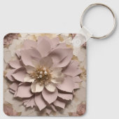 Porte-clés Rose Dusty Floral Aluminium Porte - clé Carré (Dos)