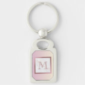 Porte-clés Rose en marbre or Monogramme rose (Devant)