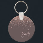 Porte-clés Rose en terre cuite or bleu Parties scintillant ro<br><div class="desc">Terracotta et or Rose - Blush Pink Sparkle Parties scintillant Script Monogramme Nom Clés (Porte - clé). Cela rend le cadeau parfait pour 16 ans,  mariage,  douche nuptiale,  anniversaire,  baby shower ou bachelorette pour quelqu'un qui aime le luxe glam et les styles chic.</div>
