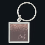 Porte-clés Rose en terre cuite or bleu Parties scintillant ro<br><div class="desc">Terracotta et or Rose - Blush Pink Sparkle Parties scintillant Script Monogramme Nom Clés (Porte - clé). Cela rend le cadeau parfait pour 16 ans,  mariage,  douche nuptiale,  anniversaire,  baby shower ou bachelorette pour quelqu'un qui aime le luxe glam et les styles chic.</div>