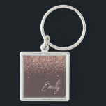 Porte-clés Rose en terre cuite or bleu Parties scintillant ro<br><div class="desc">Terracotta et or Rose - Blush Pink Sparkle Parties scintillant Script Monogramme Nom Clés (Porte - clé). Cela rend le cadeau parfait pour 16 ans,  mariage,  douche nuptiale,  anniversaire,  baby shower ou bachelorette pour quelqu'un qui aime le luxe glam et les styles chic.</div>
