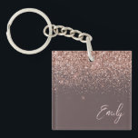 Porte-clés Rose en terre cuite or bleu Parties scintillant ro<br><div class="desc">Parties scintillant à étincelle en terre cuite et Rose or rose pâle rose aux faux  Script Monogramme Nom Porte - clé. Cela rend le cadeau parfait pour 16 ans,  mariage,  douche nuptiale,  anniversaire,  baby shower ou bachelorette pour quelqu'un qui aime le luxe glam et les styles chic.</div>