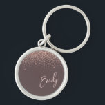 Porte-clés Rose en terre cuite or bleu Parties scintillant ro<br><div class="desc">Terracotta et or Rose - Blush Pink Sparkle Parties scintillant Script Monogramme Nom Clés (Porte - clé). Cela rend le cadeau parfait pour 16 ans,  mariage,  douche nuptiale,  anniversaire,  baby shower ou bachelorette pour quelqu'un qui aime le luxe glam et les styles chic.</div>
