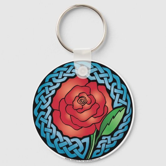 Porte-clés Rose en verre feutré celtique (Recto)