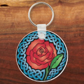 Porte-clés Rose en verre feutré celtique (Recto)