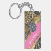 Porte-clés Rose et or bling (Devant gauche)