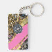 Porte-clés Rose et or bling (Dos)