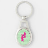 Porte-clés rose et vert teckel (Devant)