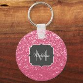 Porte-clés Rose faux pailleté rose clair Monogramme (Verso)