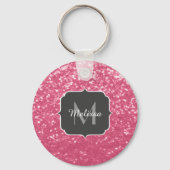 Porte-clés Rose faux pailleté rose clair Monogramme (Verso)