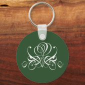 Porte-clés Rose fleuri blanc et vert (Recto)