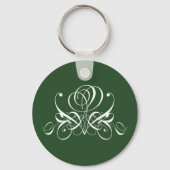 Porte-clés Rose fleuri blanc et vert (Verso)