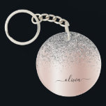 Porte-clés Rose Gold<br><div class="desc">Or rose - Blush Rose et Argent Faux Foil Parties scintillant étincelante métallique brossé Monogramme de métal Nom Porte - clé. Cela rend le cadeau parfait pour 16 ans,  mariage,  douche nuptiale,  anniversaire,  baby shower ou bachelorette pour quelqu'un qui aime le luxe glam et les styles chic.</div>