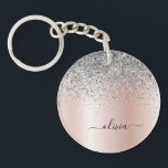 Porte-clés Rose Gold<br><div class="desc">Or rose - Blush Rose et Argent Faux Foil Parties scintillant étincelante métallique brossé Monogramme de métal Nom Porte - clé. Cela rend le cadeau parfait pour 16 ans,  mariage,  douche nuptiale,  anniversaire,  baby shower ou bachelorette pour quelqu'un qui aime le luxe glam et les styles chic.</div>