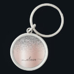 Porte-clés Rose Gold<br><div class="desc">Or rose - Blush Pink and Silver Faux Foil Metallic Sparkle Parties scintillant Brossé Métal Monogramme Nom Clés (Porte - clé). Cela rend le cadeau parfait pour 16 ans,  mariage,  douche nuptiale,  anniversaire,  baby shower ou bachelorette pour quelqu'un qui aime le luxe glam et les styles chic.</div>