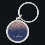 Porte-clés Rose Gold Bleu Marine Paillettes Rose Clair Monogr<br><div class="desc">Rose Gold - Rose Clair et Bleu Marine Paillettes Monogramme Porte-Clés (Porte-Clé). C'est le cadeau idéal pour un anniversaire sweet 16, un mariage, une douche de mariée, un anniversaire de mariage, une baby shower ou une soirée d'enterrement de vie de jeune fille pour quelqu'un qui aime le luxe et les...</div>