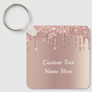 Porte-clés Rose Gold Blush Parties scintillant Drivers Nom de