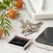Porte-clés Rose Gold Blush Pink Parties scintillant Glam Nom  (Côté)