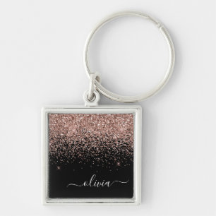 Porte-clés Rose Gold Blush Pink Parties scintillant Script Mo