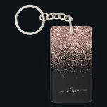 Porte-clés Rose Gold Blush Pink Parties scintillant Script Mo<br><div class="desc">Rose Gold - Blush Pink and Black Sparkle Parties scintillant Script Monogramme Nom Porte - clé. Cela rend le cadeau parfait pour 16 ans,  mariage,  douche nuptiale,  anniversaire,  baby shower ou bachelorette pour quelqu'un qui aime le luxe glam et les styles chic.</div>