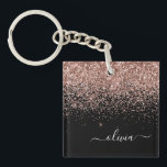 Porte-clés Rose Gold Blush Pink Parties scintillant Script Mo<br><div class="desc">Noir et Rose Gold Blush Rose Faux Foil Parties scintillant étincelante Script Monogramme Nom Porte - clé. Cela rend le cadeau parfait pour 16 ans,  mariage,  douche nuptiale,  anniversaire,  baby shower ou bachelorette pour quelqu'un qui aime le luxe glam et les styles chic.</div>
