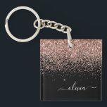 Porte-clés Rose Gold Blush Pink Parties scintillant Script Mo<br><div class="desc">Noir et Rose Gold Blush Rose Faux Foil Parties scintillant étincelante Script Monogramme Nom Porte - clé. Cela rend le cadeau parfait pour 16 ans,  mariage,  douche nuptiale,  anniversaire,  baby shower ou bachelorette pour quelqu'un qui aime le luxe glam et les styles chic.</div>
