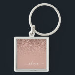 Porte-clés Rose Gold Blush Pink Parties scintillant Script Mo<br><div class="desc">Rose Gold - Blush Pink Sparkle Parties scintillant Script Monogramme Nom Clés (Porte - clé). Cela rend le cadeau parfait pour 16 ans,  mariage,  douche nuptiale,  anniversaire,  baby shower ou bachelorette pour quelqu'un qui aime le luxe glam et les styles chic.</div>