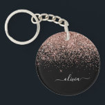 Porte-clés Rose Gold Blush Pink Parties scintillant Script Mo<br><div class="desc">Rose Gold - Blush Pink and Black Sparkle Parties scintillant Script Monogramme Nom Porte - clé. Cela rend le cadeau parfait pour 16 ans,  mariage,  douche nuptiale,  anniversaire,  baby shower ou bachelorette pour quelqu'un qui aime le luxe glam et les styles chic.</div>