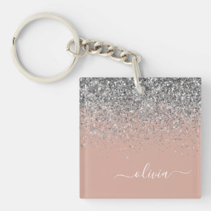 Porte-clés Rose Gold Blush rose Parties scintillant argent Mo