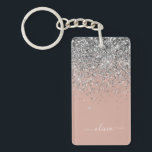 Porte-clés Rose Gold Blush rose Parties scintillant argent Mo<br><div class="desc">Rose Gold - Blush Pink and Silver Sparkle Parties scintillant Script Monogramme Nom Porte - clé. Cela rend le cadeau parfait pour 16 ans,  mariage,  douche nuptiale,  anniversaire,  baby shower ou bachelorette pour quelqu'un qui aime le luxe glam et les styles chic.</div>