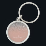 Porte-clés Rose Gold Blush rose Parties scintillant argent Mo<br><div class="desc">Rose Gold - Blush Pink and Silver Sparkle Parties scintillant Script Monogramme Nom Clés (Porte - clé). Cela rend le cadeau parfait pour 16 ans,  mariage,  douche nuptiale,  anniversaire,  baby shower ou bachelorette pour quelqu'un qui aime le luxe glam et les styles chic.</div>