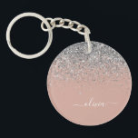 Porte-clés Rose Gold Blush rose Parties scintillant argent Mo<br><div class="desc">Rose Gold - Blush Pink and Silver Sparkle Parties scintillant Script Monogramme Nom Porte - clé. Cela rend le cadeau parfait pour 16 ans,  mariage,  douche nuptiale,  anniversaire,  baby shower ou bachelorette pour quelqu'un qui aime le luxe glam et les styles chic.</div>