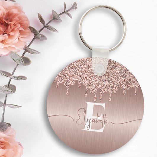 Porte-clés Rose Gold brossé Parties scintillant de  de métal 