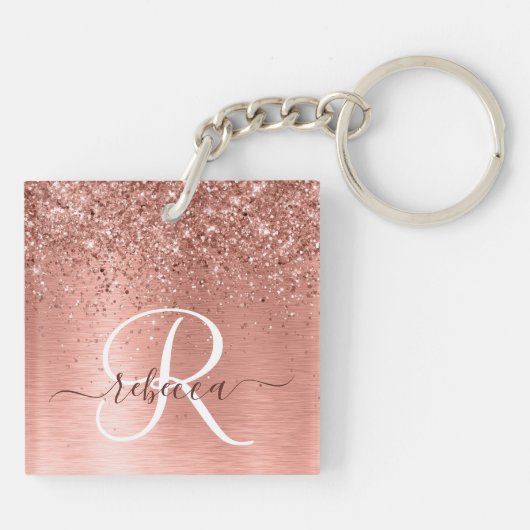 Porte-clés Rose Gold brossé Parties scintillant métallique No (Dos)