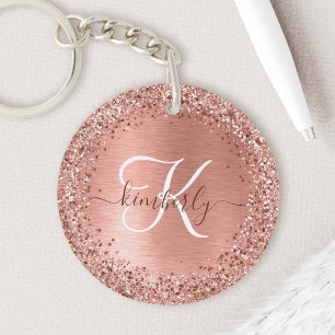 Porte-clés Rose Gold brossé Parties scintillant métallique No