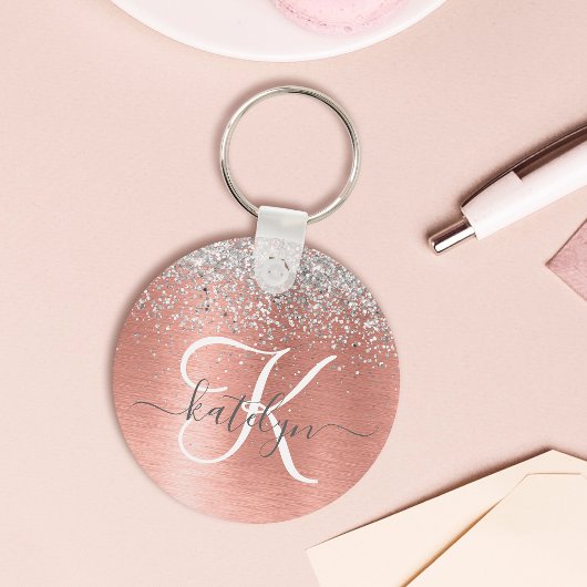 Porte-clés Rose Gold brossé Parties scintillant métallique No