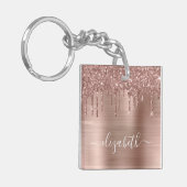 Porte-clés Rose Gold Dripping Glitter Personalized (Devant gauche)