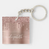 Porte-clés Rose Gold Dripping Glitter Personalized (Dos)