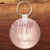 Porte-clés Rose Gold Éperche Parties scintillant Drives Monog (Recto)