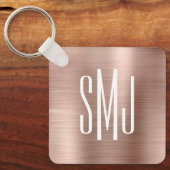 Porte-clés Rose Gold Foil trois lettres Monogramme (Recto)