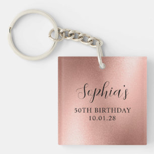 Porte-clés Rose Gold Glam Foil 50e Anniversaire Photo