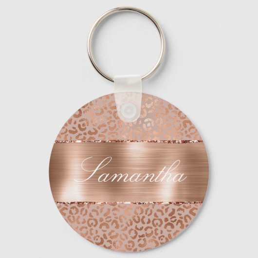 Porte-clés Rose Gold Glam Leopard (Recto)
