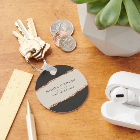 Porte-clés Rose gold glitter black modern elegant budget (Bureau)