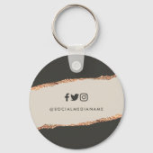 Porte-clés Rose gold glitter black modern elegant budget (Verso)