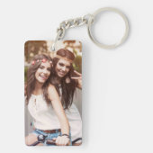 Porte-clés Rose Gold Glitter Navy Blue Monogram Photo (Dos)