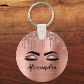 Porte-clés Rose Gold Glitter Sparkle Eyelashes Monogram (Recto)